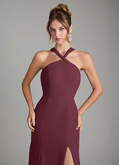 Azazie Rue Bridesmaid Dresses Cabernet A-Line Halter Chiffon Dress image3