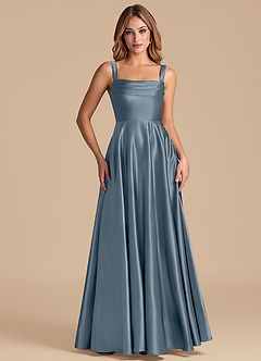 Azazie Shaude Bridesmaid Dresses Twilight A-Line Pleated Metallic Satin Dress image5