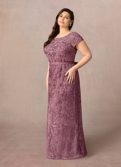 Azazie Dorit Mother of the Bride Dresses Vintage Mauve Sheath Scoop Lace Dress image8