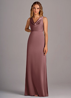 Azazie Wrenlee Bridesmaid Dresses Vintage Mauve A-Line Stretch Satin Dress image6