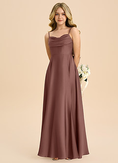 Azazie Bear Junior Espresso A-Line Sweetheart Neckline Stretch Satin Dress image6
