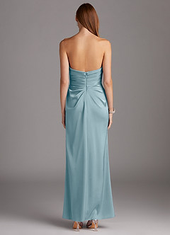 Azazie Lexie Bridesmaid Dresses Moody Blue Sheath Strapless Stretch Satin Convertible Dress image3