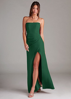 Azazie Leonis Bridesmaid Dresses Dark Green Sheath Strapless Chiffon Convertible Dress image7