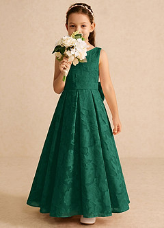 Azazie Pipssy Blumenmädchenkleider A-Linie Plissee Blumen-Burnout Kleid Smaragd image3