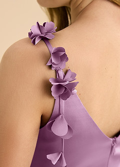 Azazie Gumdrop Junior Wisteria Empire Pleated Stretch Satin Dress image8