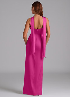 Azazie Calandra Bridesmaid Dresses Fuchsia A-Line Pleated Stretch Satin Dress image6