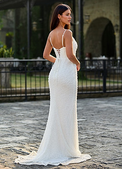 Lunaire White Mermaid Beading Prom Dress image6