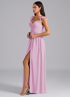 Azazie Denisse Bridesmaid Dresses Candy Pink A-Line Ruched Chiffon Dress image3