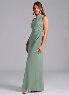 Azazie Evadne Suknie dla druhen Osłona Pofałdowany Szyfon Do ziemi Sukienka image5