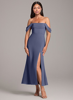 Azazie Saige Bridesmaid Dresses Stormy Sheath Off the Shoulder Chiffon Convertible Dress image1