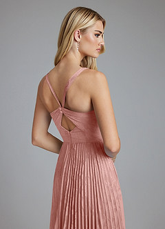 Azazie Mirella Final Sale Dusty Blue A-Line Pleated Floral Burnout Dress image2