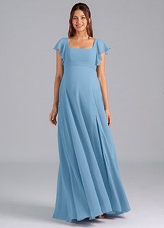 Azazie Bondi Maternity Bridesmaid Dresses A-Line Ruched Chiffon Floor-Length Dress image3