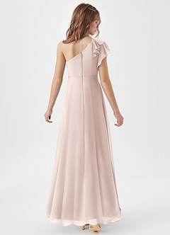Azazie Arabella Junior Rose Petal A-Line Ruched Chiffon Dress image6