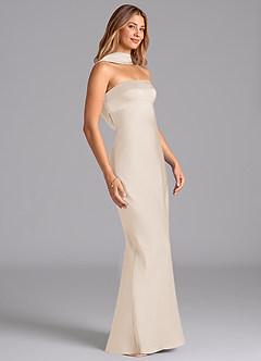 Azazie Lusinda Bridesmaid Dresses White Alabaster Mermaid Strapless Stretch Satin Dress image6