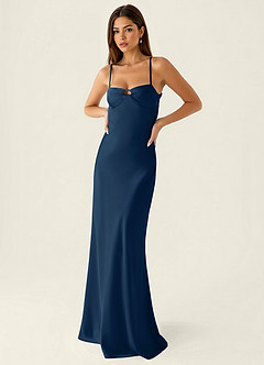 Stasiam Dark Navy Stain Open Back Party Dress image4