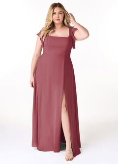 Azazie Bondi Brautjungfernkleider A-Linie Gekräuselt Chiffon Kleid Merlot image7