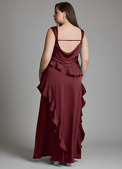 Azazie Sloane Bridesmaid Dresses Cabernet A-Line Sweetheart Neckline Stretch Satin Dress image13
