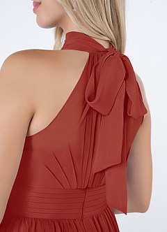 Azazie Iman Bridesmaid Dresses Terracotta A-Line A-Line Ruched Chiffon Dress image7