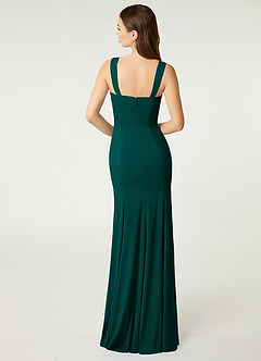 Azazie Alara Bridesmaid Dresses Pine Sheath Side Slit Stretch Chiffon Dress image2