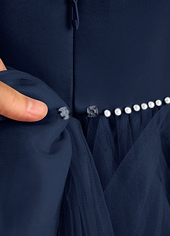Azazie Tinie Blumenmädchenkleider Ballkleid Schleifen Tüll Kleid Dunkelmarine image8