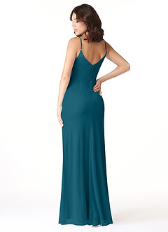 Azazie Deandra Robes de demoiselle d'honneur Robe Sirène en Maille Plissée Bleu Encre image4