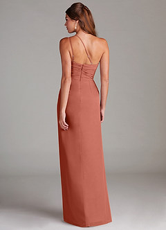 Azazie Eren Bridesmaid Dresses Clay Sheath One Shoulder Chiffon Dress image7