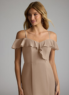 Azazie Sophie Bridesmaid Dresses Taupe A-Line Off the Shoulder Chiffon Convertible Dress image2