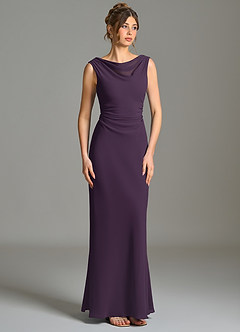 Azazie Kieryn Bridesmaid Dresses Plum Mermaid Pleated Chiffon Dress image5