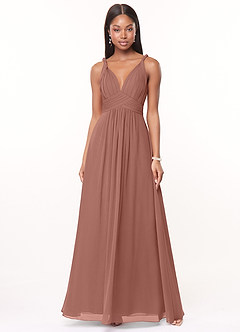 Azazie Maren Bridesmaid Dresses Cedar Rose A-Line Pleated Chiffon Dress image1