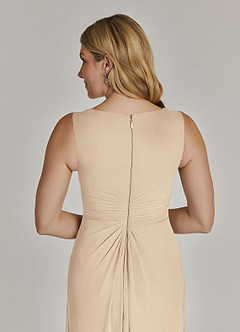 Azazie Manuella Kleider für die Brautmutter A-Linie V-Hals Gefaltet Chiffon Kleid Champagner image9