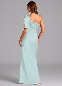 Azazie Yuanna Bridesmaid Dresses Sea Glass Mermaid One Shoulder Stretch Satin Dress image2