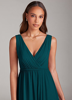 Azazie Tanicia Bridesmaid Dresses Pine A-Line Pleated Chiffon Dress image5