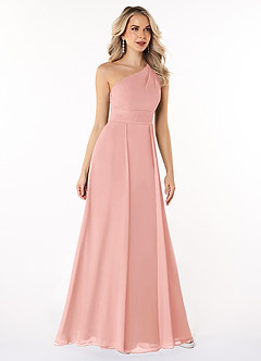 Azazie Dallas Bridesmaid Dresses Rosette A-Line One Shoulder Chiffon Dress image3