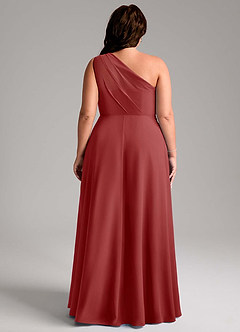 Azazie Phaedra Bridesmaid Dresses Rust A-Line One Shoulder Chiffon Dress image2