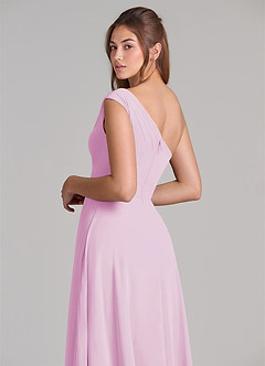 Azazie Melanie Bridesmaid Dresses Candy Pink A-Line Off the Shoulder Chiffon Dress image2