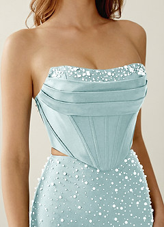 Esme Sea Glass Two-piece Corset Stretch Satin Mermaid Prom Dress image5