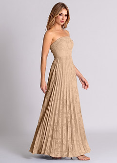 Azazie Mariana Bridesmaid Dresses Champagne A-Line Strapless Floral Burnout Convertible Dress image6