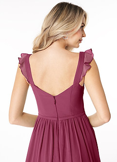 Azazie Stassie Final Sale Mulberry A-Line Sweetheart Ruched Chiffon Dress image6