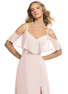 Azazie Jean Vestidos de damas de honor Vestido de Pétalo De Rosa de Gasa de Corte en A Convertible image6