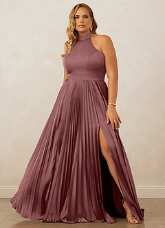 Christian Siriano Bridal for Azazie 1007 Bridesmaid Dresses Vintage Mauve A-Line Pleated Stretch Satin Dress image8