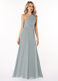 Azazie Dallas Bridesmaid Dresses Dolphin Grey A-Line One Shoulder Chiffon Dress image3
