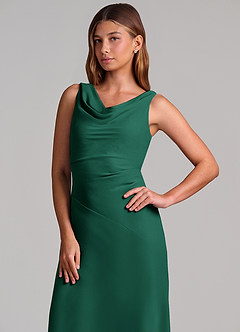 Azazie Nerine Brudtärnklänningar Klä av A-Linje i Chiffong Plisserad Smaragdgrön image6