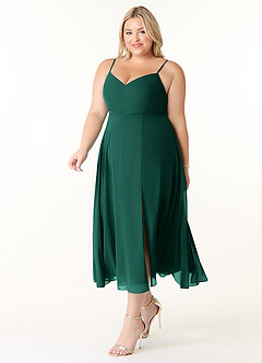 Azazie Clarissa Brautjungfernkleider A-Linie V-Hals Chiffon Kleid Smaragd image9