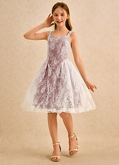 Azazie Cubbie Girls Formal Flower Girl Dresses Desert Rose A-Line Lace Dress image1