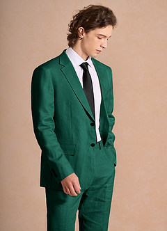 front Harrison Smaragd Anzugjacke aus 100 % Leinen