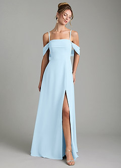 Azazie Mercedes Bridesmaid Dresses Sky Blue A-Line Off the Shoulder Chiffon Dress image1