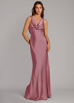 Azazie Cheryl Bridesmaid Dresses Vintage Mauve Mermaid Stretch Satin Dress image1
