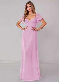 Azazie Fatima Bridesmaid Dresses Candy Pink A-Line with Pockets Chiffon Dress image2