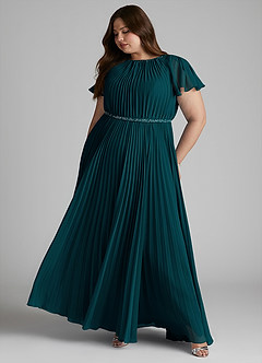 Azazie Kara Modest Bridesmaid Dresses A-Line Pleated Chiffon Floor-Length Dress image12