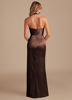 Azazie Jemma Jurken voor bruidsmeisjes Jurk van Metaalachtig Satijn met Kolom Geplooid Ganache image7